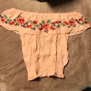 Pink off the shoulder top